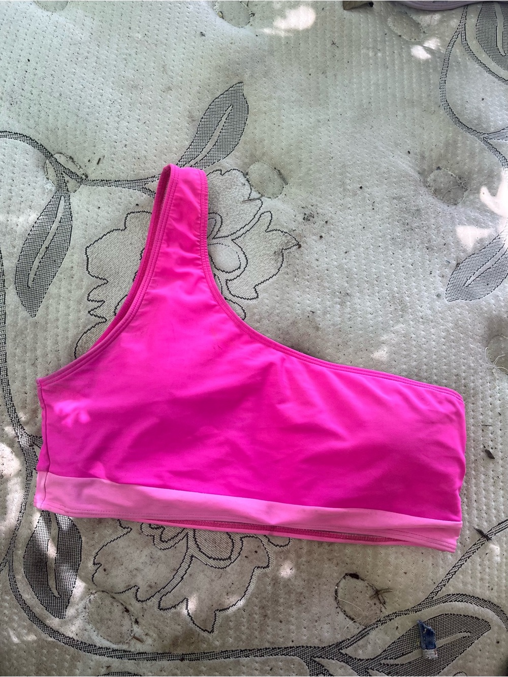 One-Shoulder Hot Pink Swim Top
